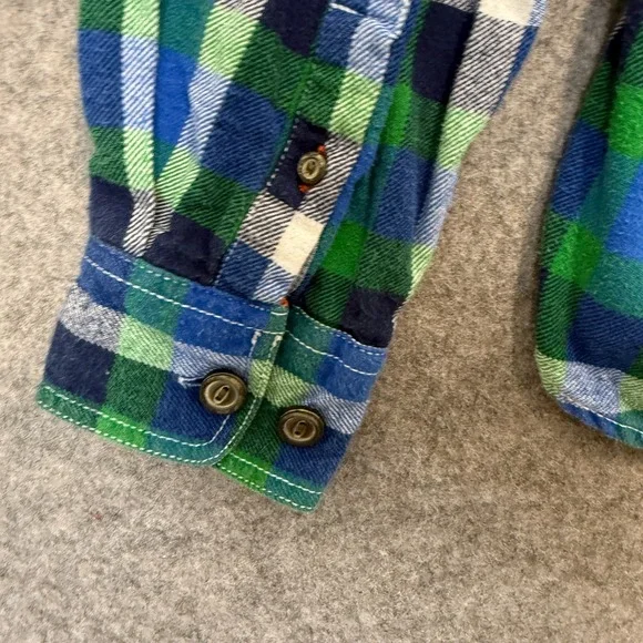 Supreme Flannel Button Shirt Mens Medium Green Blue Plaid Casual Cotton - Picture 8 of 9